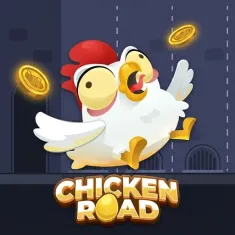 Chicken Road Slot mit fliegendem Huhn und Münzen auf Dragonia Casino